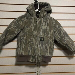 Carhartt Kids Mossy Oak Camo Hooded Jacket Size XXS 4-5 Quilted Lined